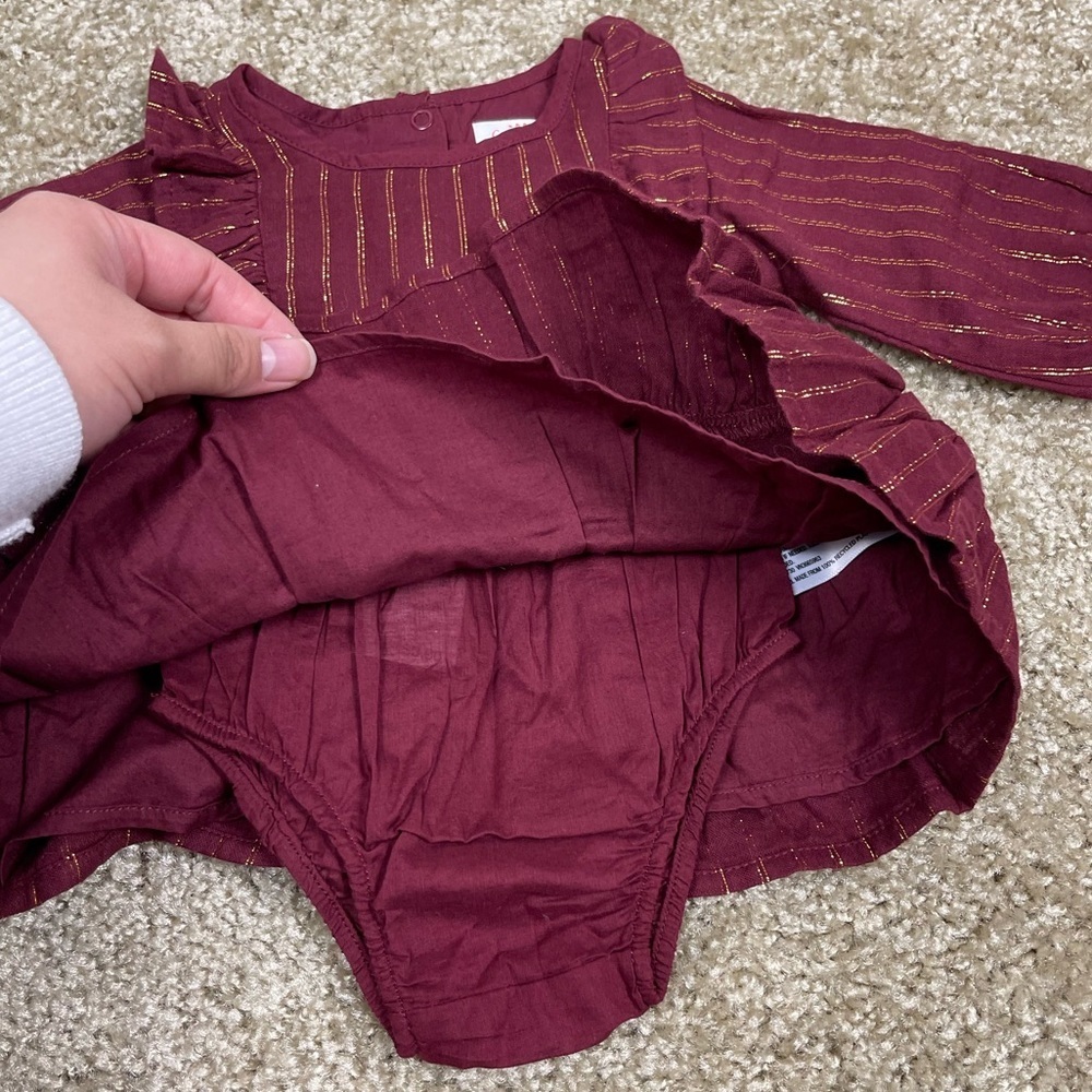 Cat & Jack Baby Shimmer Dress 0-3 Months - Picture 2 of 5